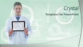  Presentation with digital instruction - Presentation design featuring chromosones - digital composite of doctor men background and a sky blue colored foreground