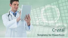  Presentation with cctv digital forensic science - Cool new PPT theme with chromosones - digital composite of happy doctor backdrop and a soft green colored foreground