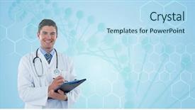  Presentation with digital - Beautiful PPT theme featuring chromosones - digital composite of happy doctor backdrop and a sky blue colored foreground