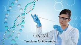  Presentation with medical dna - PPT layouts featuring chromosones - digital composite of medical model background and a light blue colored foreground