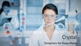  Presentation with blue line - Cool new presentation with chromosones - serious chemist working with large backdrop and a light blue colored foreground