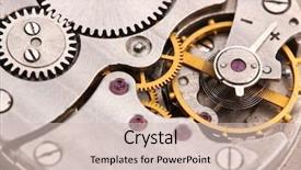  Presentation with mechanism - Audience pleasing PPT theme consisting of chronograph - clock mechanism close-up backdrop and a  colored foreground