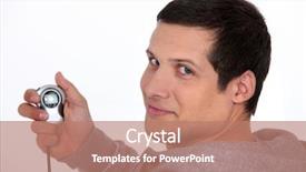  Presentation with stop - Cool new presentation design with chronograph - man holding stop watch backdrop and a coral colored foreground