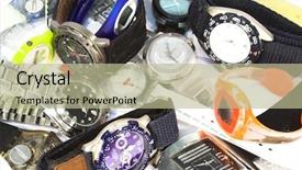  Presentation with pile geotechnical engineering - PPT layouts with chronograph - pile of various wristwatches background and a  colored foreground