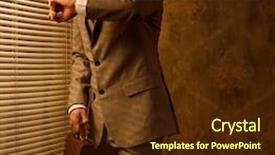  Presentation with retro - Slide deck consisting of chronograph - retro businessman looking at his background and a tawny brown colored foreground