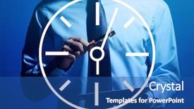  Presentation with tablet - Colorful PPT layouts enhanced with chronograph - time concept business man holding backdrop and a ocean colored foreground
