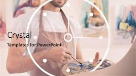  Presentation with artist - Cool new slide deck with chronograph - time concept male artist backdrop and a  colored foreground