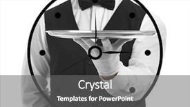  Presentation with patient waiting time - Presentation theme having chronograph - time concept waiter holding tray background and a gray colored foreground