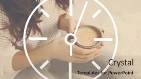  Presentation with learn english concept time - Slides enhanced with chronograph - time concept young woman background and a coral colored foreground