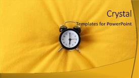  Presentation with alarm - Beautiful slide deck featuring chronometer - alarm clock on pillow close backdrop and a gold colored foreground