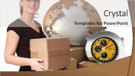  Presentation with logistics - Colorful PPT theme enhanced with chronometer as a background backdrop and a light gray colored foreground