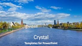  Presentation with view of frankfurt am main - Colorful PPT theme enhanced with chruch - frankfurt am main germany backdrop and a teal colored foreground