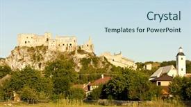  Presentation with zoroastrian ruins of ancient palace - Colorful slide deck enhanced with chruch - ruins of beckov castle slovakia backdrop and a sky blue colored foreground