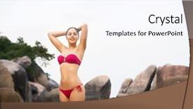  Presentation with magenta - Presentation theme with chrystal - beautiful young smiling girl background and a  colored foreground