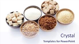  Presentation with ingredients brown sugar coffee beans - Slides consisting of chrystal - lots of various brown sugar background and a sky blue colored foreground