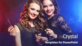  Presentation with two black women - PPT theme enhanced with chrystal - two beautiful young women background and a navy blue colored foreground