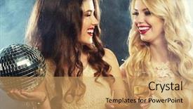  Presentation with wine - Presentation theme featuring chrystal - two beautiful young women background and a coral colored foreground