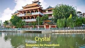  Presentation with hoa - Slide deck having chua phap hoa temple background and a tawny brown colored foreground