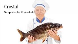  Presentation with chef - Presentation design with chub isolated on white background background and a white colored foreground