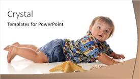  Presentation with sea shells - Cool new presentation with chubby baby in shorts and a hawaiian shirt laying among sea shells isolated on white backdrop and a white colored foreground