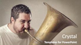  Presentation with opera - Theme consisting of chubby man playing music background and a coral colored foreground