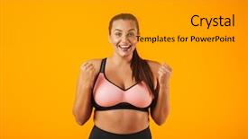  Presentation with sportive cycling - Beautiful presentation featuring chubby woman in sportive bra backdrop and a gold colored foreground