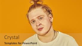  Presentation with casual young people - Theme with chubby-young-guy-in-casual background and a  colored foreground