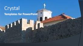  Presentation with macedonia - Theme having chuch-in-ohrid-macedonia background and a teal colored foreground