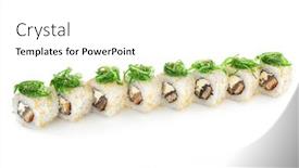  Presentation with restaurant menu - PPT theme featuring chuka-unagi-roll background and a white colored foreground