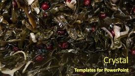  Presentation with food delivery - Audience pleasing slide set consisting of chuka-wakame-laminaria-seaweed-salad backdrop and a wine colored foreground