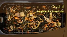  Presentation with food delivery - Audience pleasing presentation consisting of chuka-wakame-laminaria-seaweed-salad backdrop and a tawny brown colored foreground