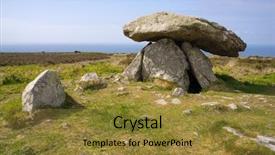  Presentation with neolithic - Cool new slide deck with chun quoit neolithic burial chamber backdrop and a gold colored foreground