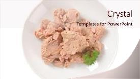  Presentation with cans canned tuna isolated - Slides consisting of chunks of canned tuna background and a lemonade colored foreground