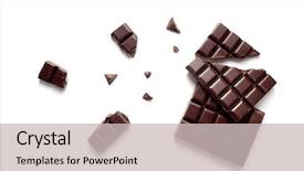  Presentation with dark homemade chocolate bars - Presentation theme consisting of chunks of dark chocolate background and a light gray colored foreground