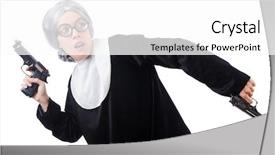  Presentation with nun - Beautiful presentation design featuring churces - comic nun isolated on white backdrop and a white colored foreground