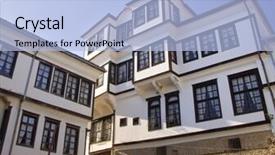  Presentation with traditional - Amazing slides having churces - view of a traditional macedonian backdrop and a light blue colored foreground