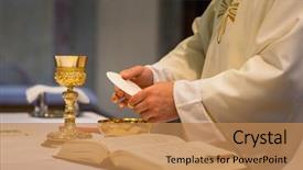  Presentation with mass - Colorful slides enhanced with church - priest during a wedding ceremony backdrop and a coral colored foreground