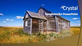  Presentation with old church building - Presentation theme having church abandoned in a prairie background and a royal blue colored foreground