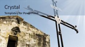  Presentation with iron - Presentation theme enhanced with church and a iron cross background and a light blue colored foreground