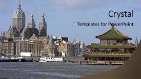  Presentation with church medieval - Audience pleasing presentation theme consisting of church and floating chinese restaurant backdrop and a  colored foreground