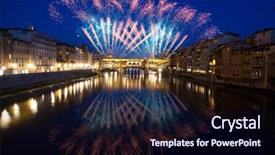  Presentation with new year - Slide deck enhanced with church anniversary - explosive fireworks around ponte vecchio background and a navy blue colored foreground