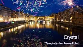  Presentation with new year - Beautiful slide deck featuring church anniversary - explosive fireworks around ponte vecchio backdrop and a navy blue colored foreground