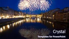  Presentation with fireworks - PPT layouts enhanced with church anniversary - explosive fireworks around ponte vecchio background and a wine colored foreground