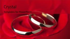  Presentation with wedding anniversary golden - PPT layouts enhanced with church anniversary - golden wedding rings over red background and a dark gray colored foreground