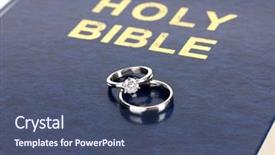  Presentation with wedding anniversary - Slides with church anniversary - wedding rings on bible background and a ocean colored foreground