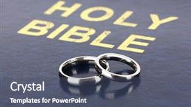  Presentation with wedding rings - Audience pleasing presentation theme consisting of church anniversary - wedding rings on bible backdrop and a ocean colored foreground