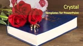  Presentation with wedding roses - Presentation theme consisting of church anniversary - wedding rings on bible background and a  colored foreground