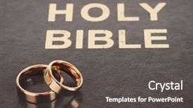 Presentation with wedding anniversary - Slide deck consisting of church anniversary - wedding rings on bible background and a dark gray colored foreground