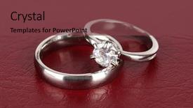  Presentation with wedding rings - Presentation design enhanced with church anniversary - wedding rings on red background background and a tawny brown colored foreground