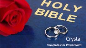  Presentation with wedding rings - Beautiful slides featuring church anniversary - wedding rings with rose backdrop and a ocean colored foreground